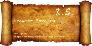 Kremmer Sarolta névjegykártya